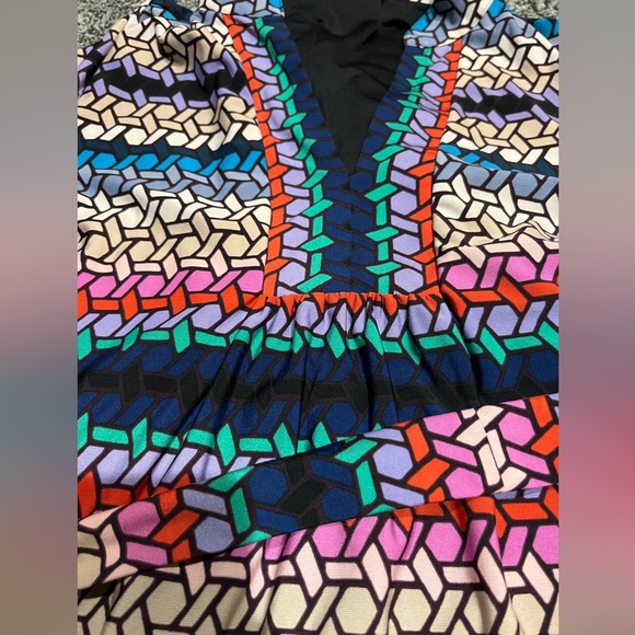 Trina Turk A line Belted Geometric Print dress large - Picture 2 of 5